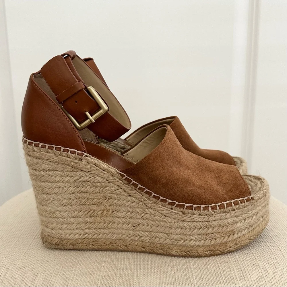 Espadrille Platform Wedge Sandals in Brown A59
